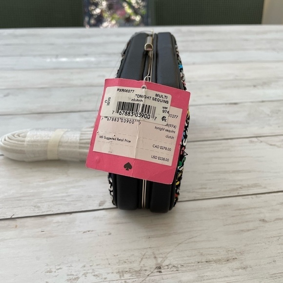 Kate Spade Tonight Sequins Embellished Leather Crossbody Clutch NWT $228 - Picture 8 of 11